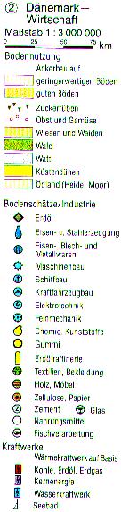 Legende der Wirtschaftskarte von Dnemark
